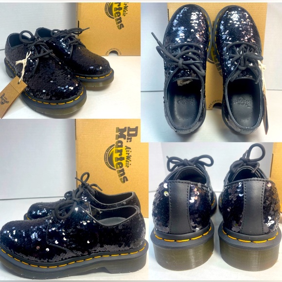 BNIB DR MARTENS 1461 SHIFTABLE SEQUINS LOAFER BLACK/SILVER UK 3 US 5 - Picture 9 of 16